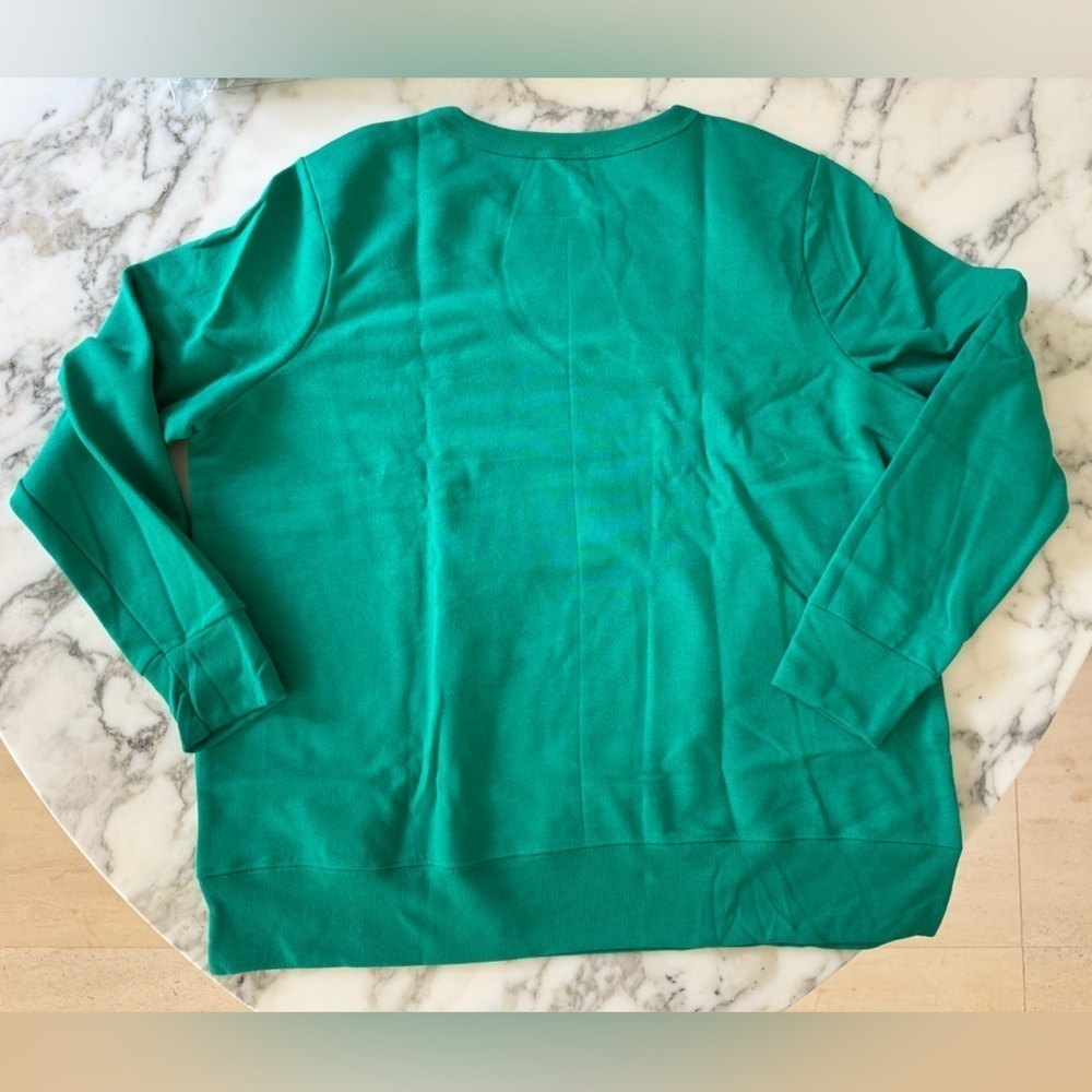 New Hanes EcoSmart Kelly Green Crewneck Sweatshirt 1X Cotton Blend Pullover - Picture 6 of 9